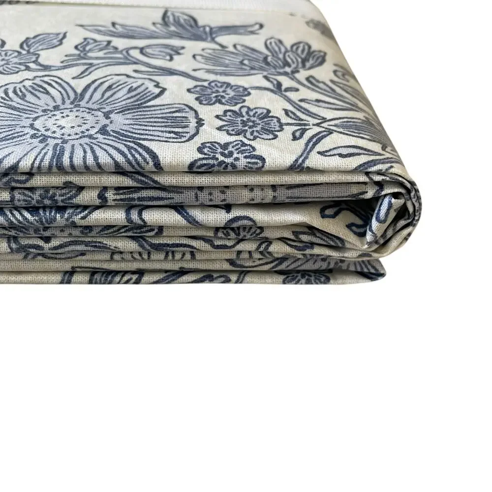 Lillian August Floral Easy Care Indoor Outdoor Tablecloth 60x120 Blue White NEW